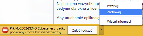 problem z pobraniem z Chrome